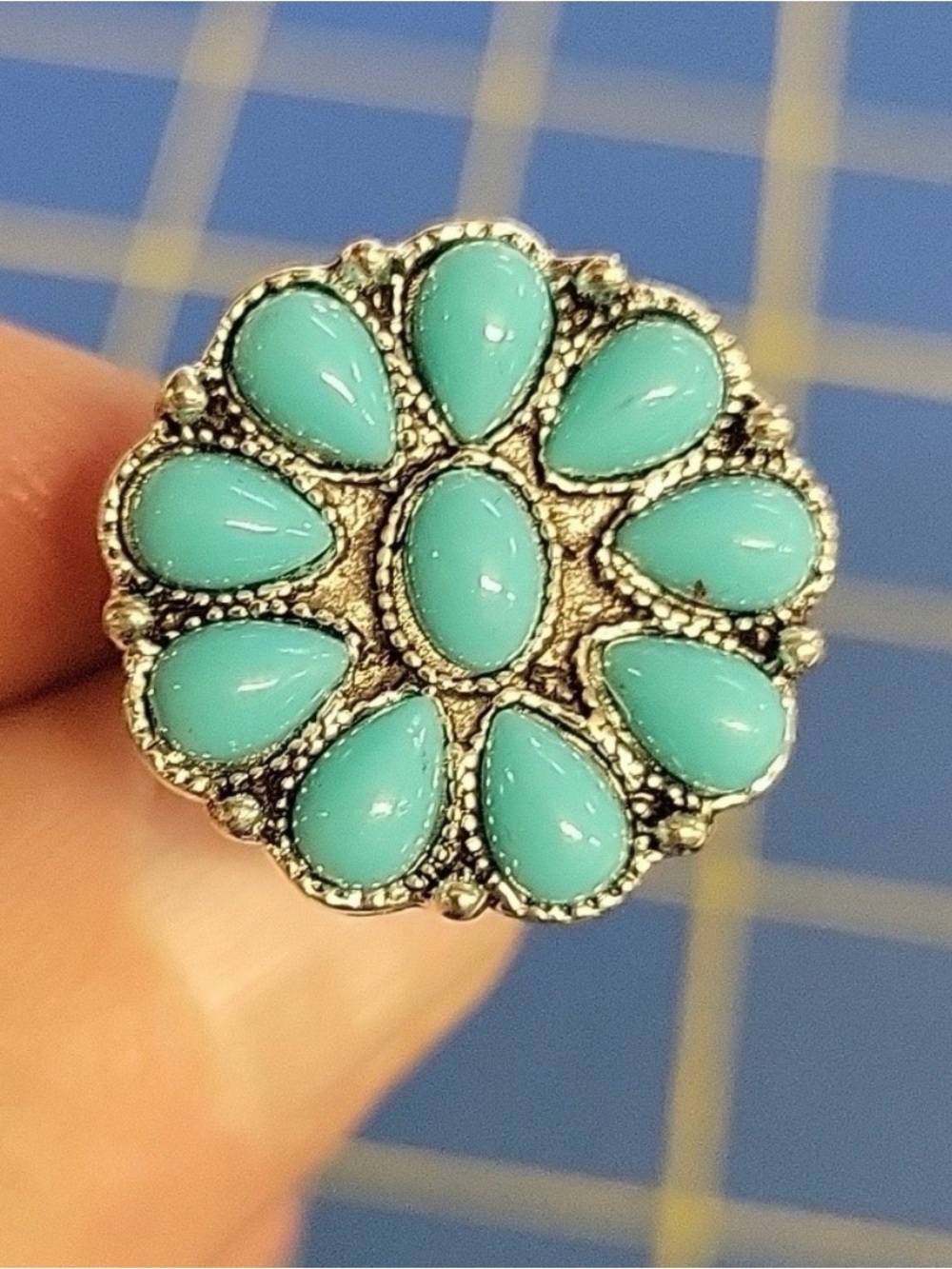 Turquoise Floral Cluster Ring -  Jewelry